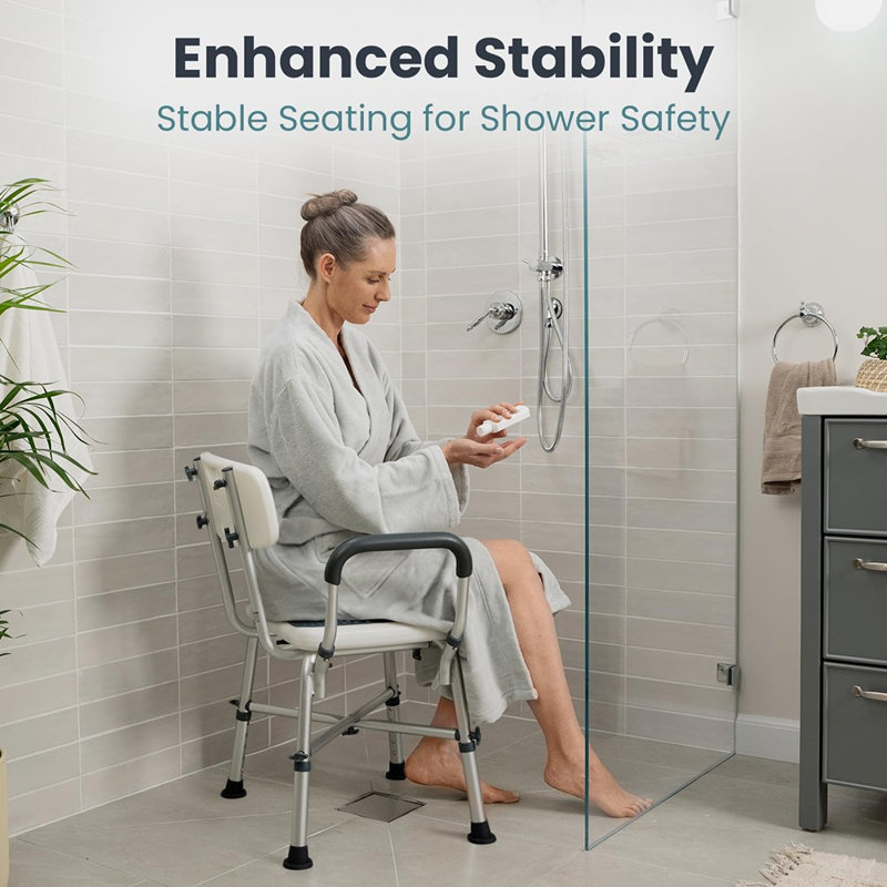 Chaise de douche pour personnes âgées et handicapées (450 lb) avec accoudoirs rembourrés ...