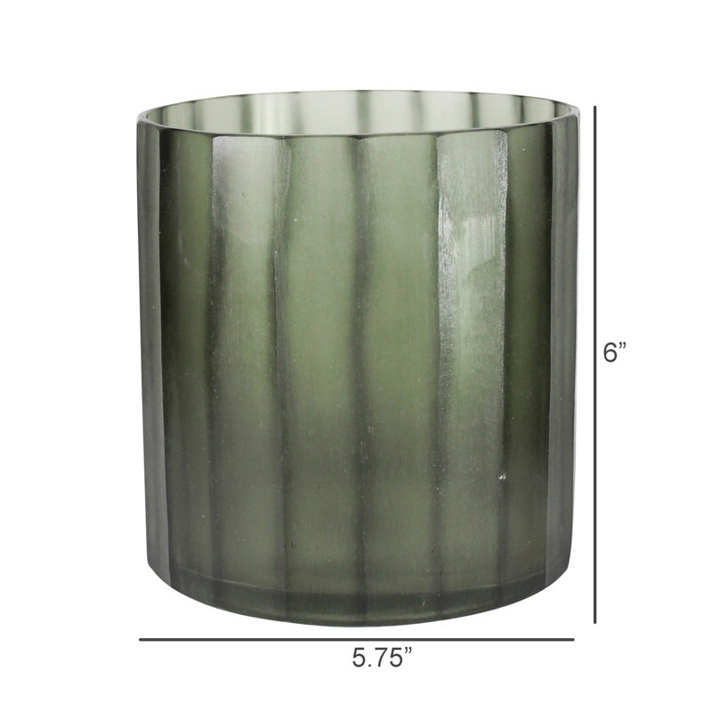 Vase en verre taillé, vert - Lrg