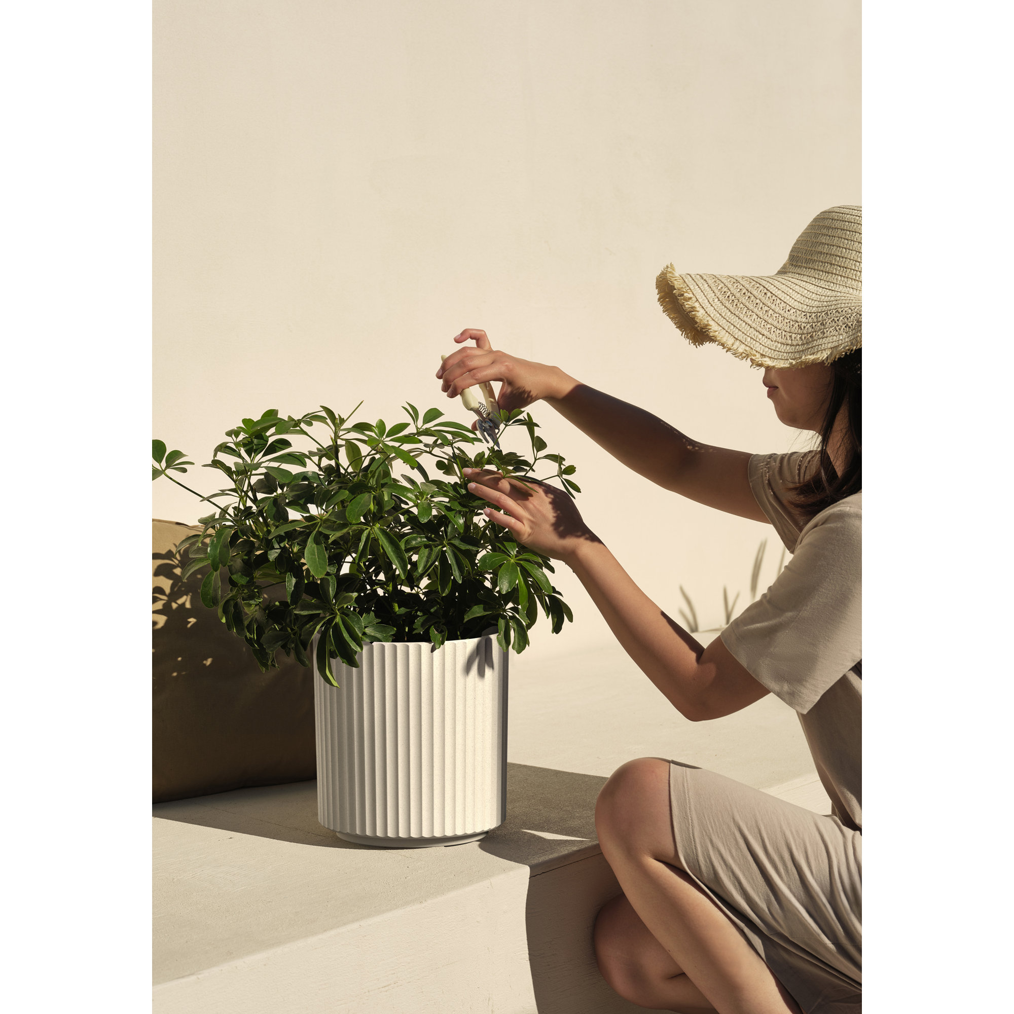 Demi Series Round Planter, 1, Sand, 11.5" H x 10.5" W x 10.5" D