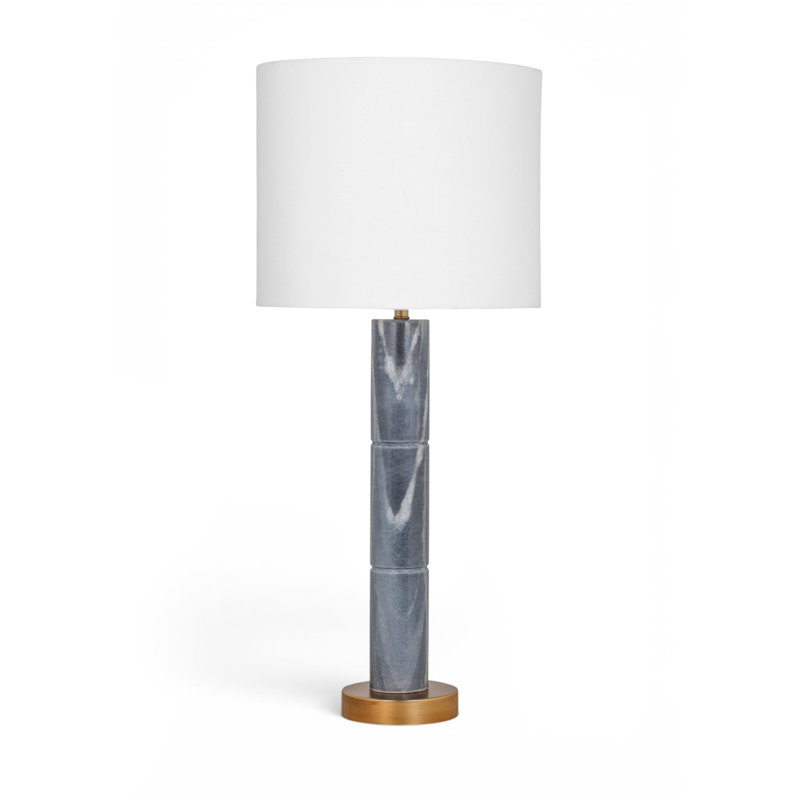 Lampe de table en tissu texturé marbre et lin Opaline, Marble, Black, Beige
