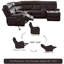 Canapé modulaire en cuir avec fauteuil inclinable, canapé modulaire d'angle manuel à 5 places avec console, boîte de rangement, 2 porte-gobelets