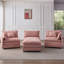 Canapé modulaire de 105 po en tissu de chenille rembourré de 105 po, canapé 3 places avec repose-pieds rose-915548715