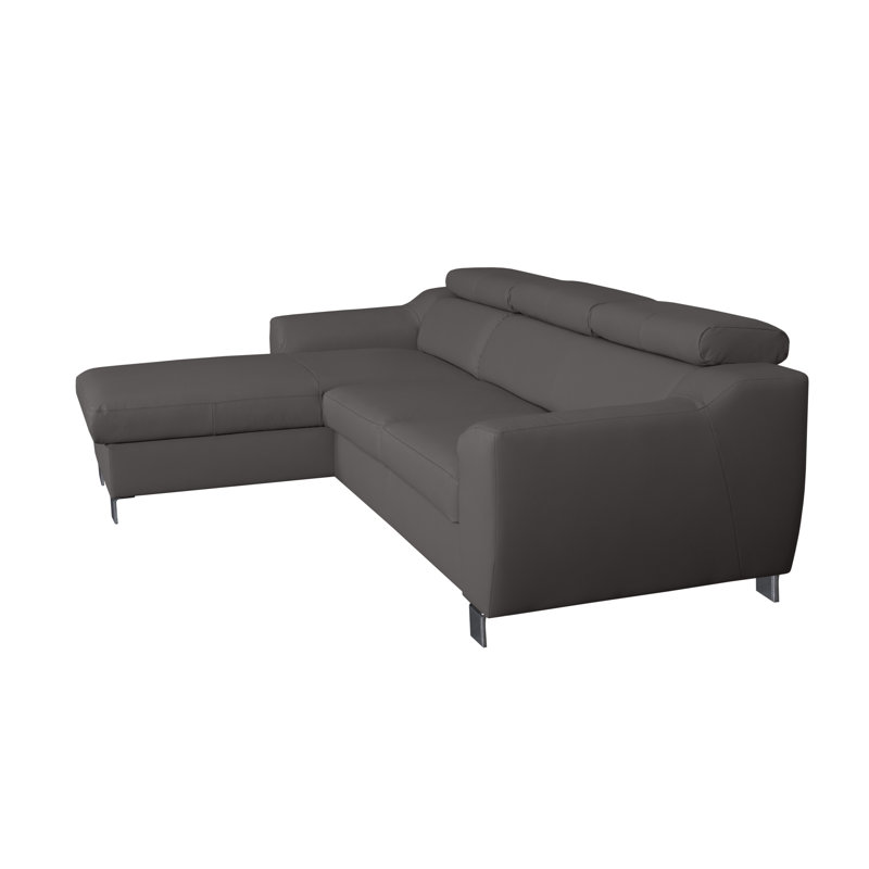 Alford Faux Leather Corner Sofa with Sleeping Function and Storage, Left Hand Facing, Dark Grey