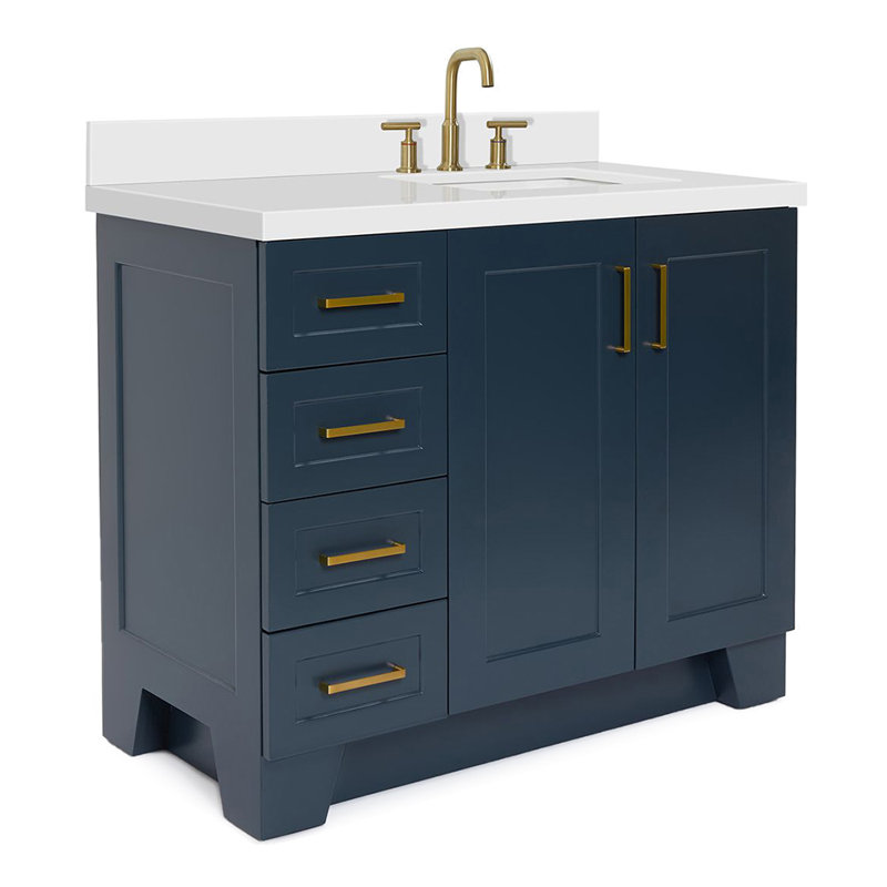 43 IN.  Single Bathroom Vanity, Midnight Blue, Rectangular, Right 