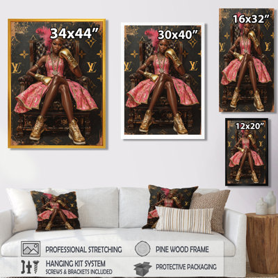 Luxury Lifestyle Of A Dark Skin Princess - Fashion Girl Power Wall Decor