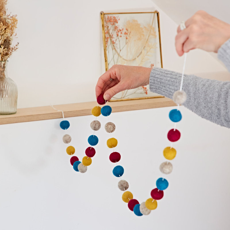 Garland, Mustard/Grey/Blue/Plum, 5cm H x 130cm L x 5cm D