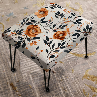 Vintage Brown Blossom Elegance - Floral Rectangle Ottoman