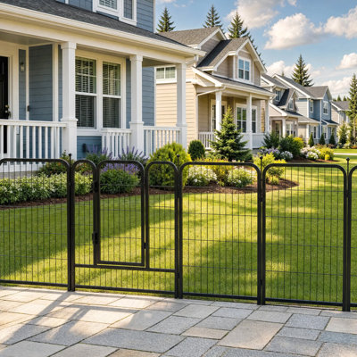 Tall Garden Fence with Gate, 40 in(H) x 36 Ft(L) Garden Fencing Animal Barrier, 16 Panels Dog Digging Fences Barrier, Black Rustproof Flower Fence Border, Flower Bed Fencing for Outdoor Yard