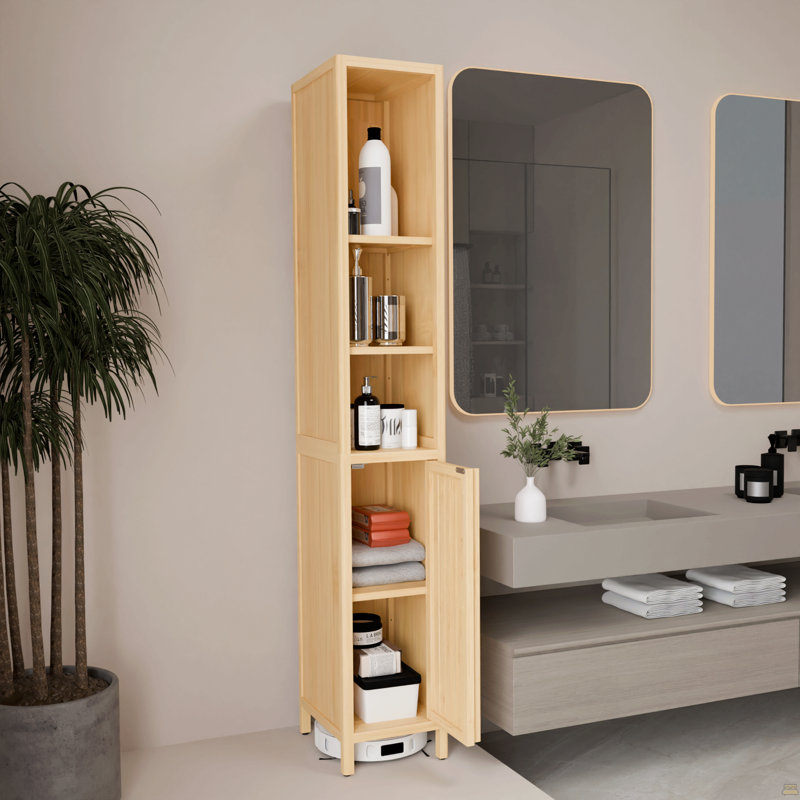 Natural Bamboo Large Capacity Thin And Tall Cabinet