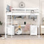 Lit mezzanine double avec bureau, armoires, tiroirs et plateau de chevet, station de charge-458669143