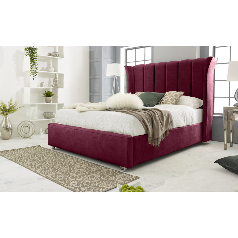 Lachanda Upholstered Bed, Double (4'6), Maroon