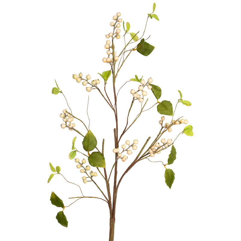 Artificial Berry Branch Sprays - 38" - Green And Cream - Set Of 4