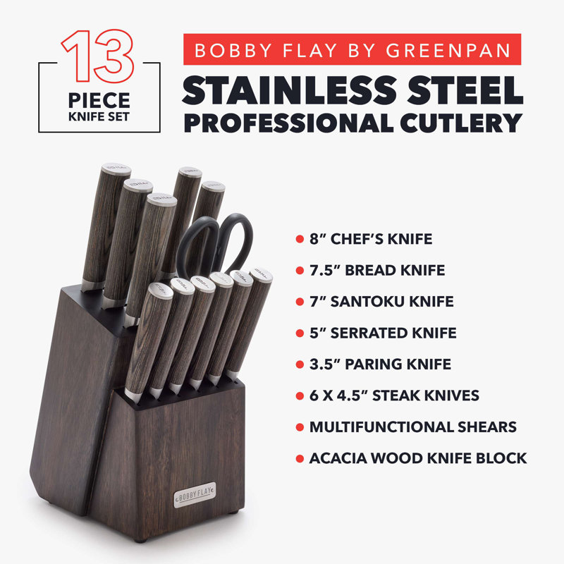 Bobby Flay by GreenPan Stainless Stel 13-Piece Knife Block Set