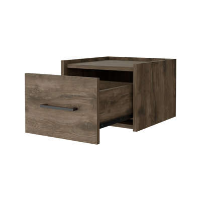 Bedroom Floating Nightstand - With Spacious Drawer And Convenient Storage Model Wall Mounted Large Handy Shelving Unit