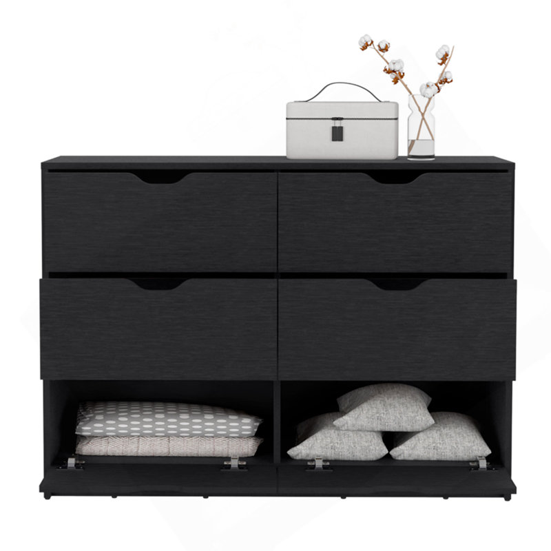 Commode double 4 tiroirs Basilea, Noir