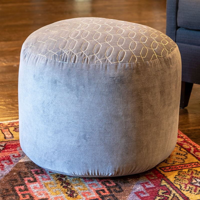 Upholstered Pouf, Gray