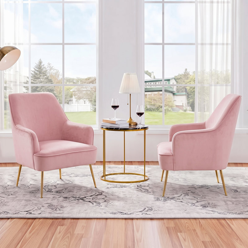 Fauteuil d'appoint en velours de style moderne, Pink