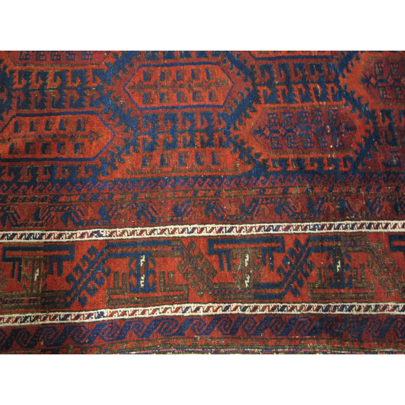 Antique Afghanistan Allover Geometric Hand Knotted Pile Rug