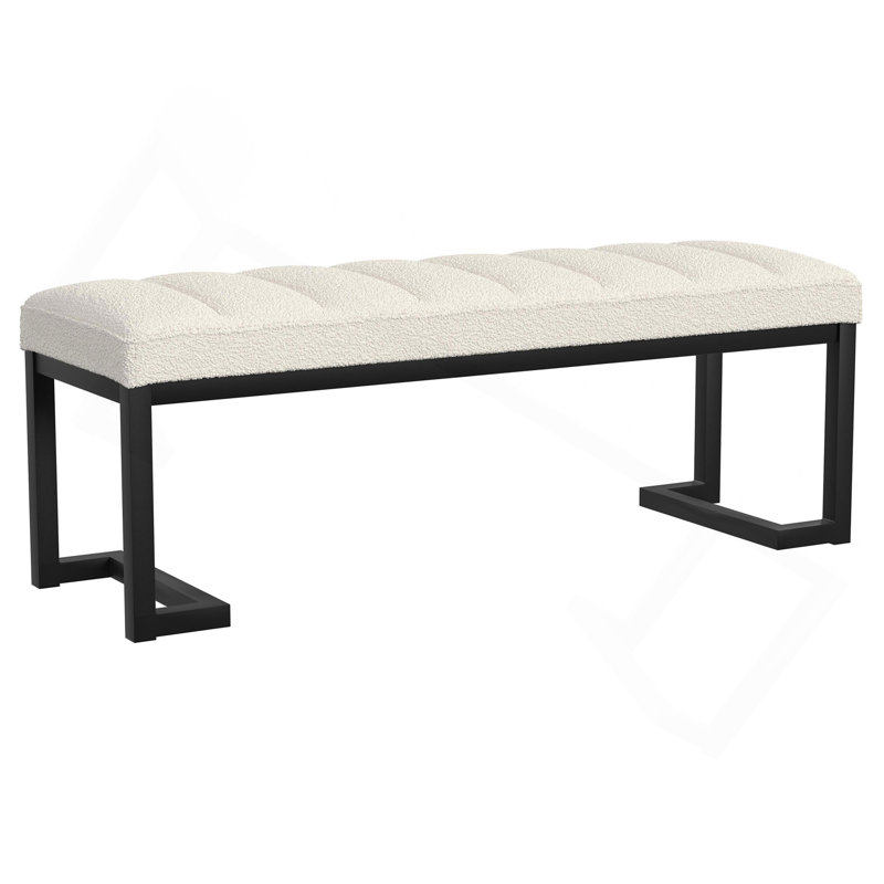 Banc rembourré capitonné Mira Vanilla Boucle, Blanc vanille