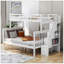 Lit superposé simple au-dessus d'un lit double avec rangement et barrière de sécurité pour chambre à coucher, couleur blanche Stairway-129746795