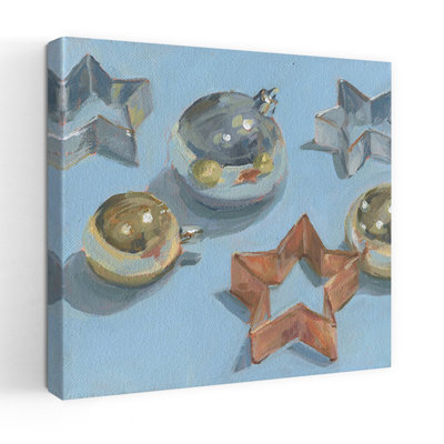 Christmas Stars Ornaments Abstract Contemporary Winter Landscape Wall Art Print
