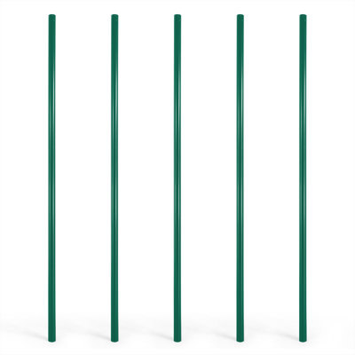 8 FT Green Chain Link Fence Line Round Post, Line Post with 1-7/8” Outside Diameter, Chain Link Fence Parts, Hardware, Accessories, Pack of 5