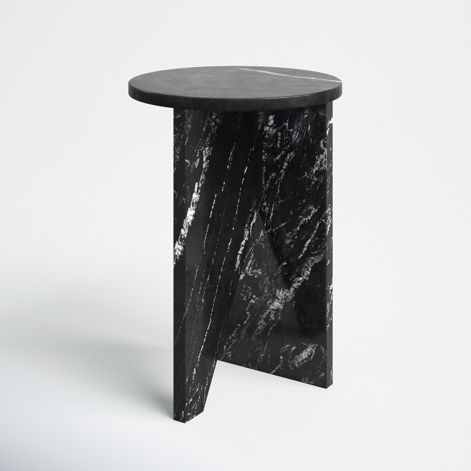 Shayne 14" Genuine Marble End Table, Black