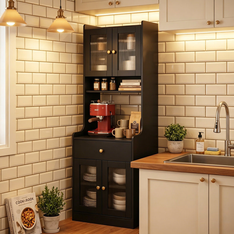 Buffet autoportant Black Farmhouse Kitchen, Black