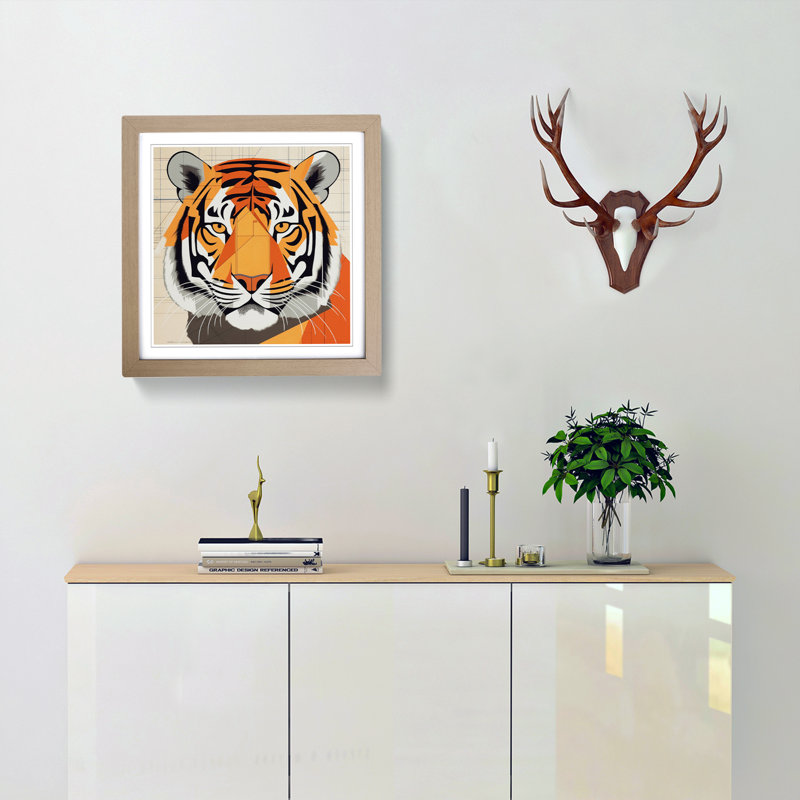 Tiger Constructivism No.3 - Framed Print, Oak