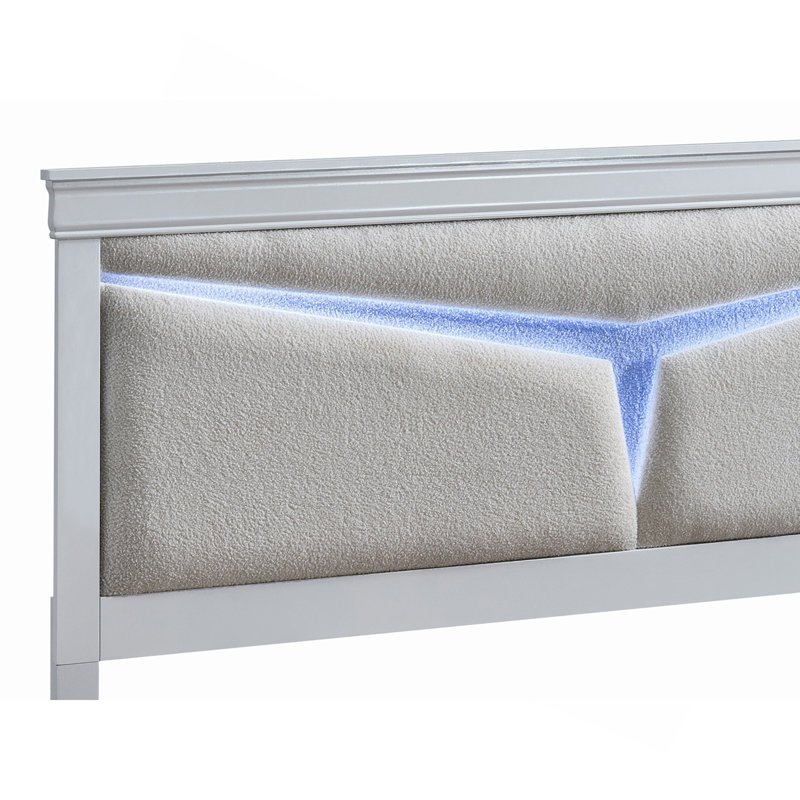 Lit double (matelas non inclus), blanc scintillant