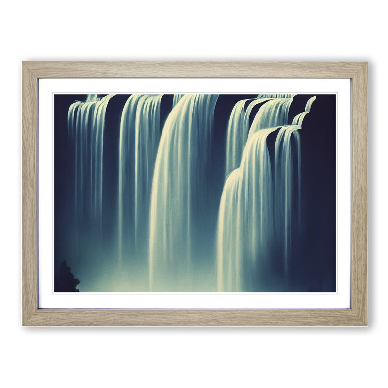 Waterfall Scene - Framed Print, 46cm H x 64cm W, Oak Framed