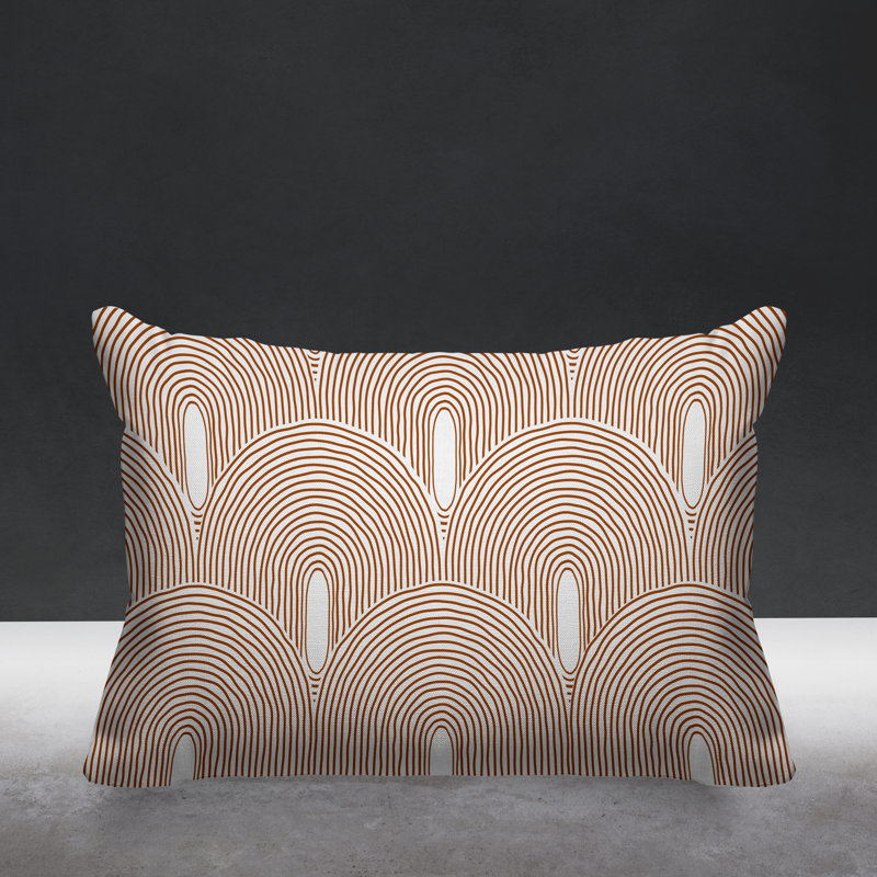 Limpo Minimalist Mid-Century Indoor/Outdoor Pillow, 14"H x 20"W, Rectangular, Burnt Orange