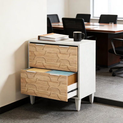 Classeur à 2 tiroirs, polyvalent pour bureau et étude, fabriqué en panneau de particules de classe E0, avec système de retenue basculant, l 31,5 po x l 15,75 po et H 31,9 po.