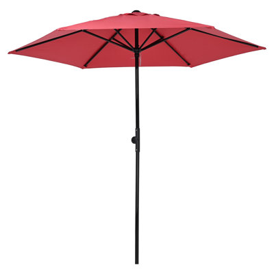 7.5 Ft Outdoor Patio Umbrella 6 Ribs with Scale Tilt Button Strap UV30+ Sunshade Garden Parasol for Yard Deck Market Pool