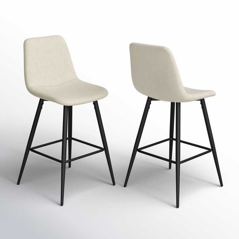 Nelda 26" Upholstered Low Back Counter Stool, Bingo Beige Performance