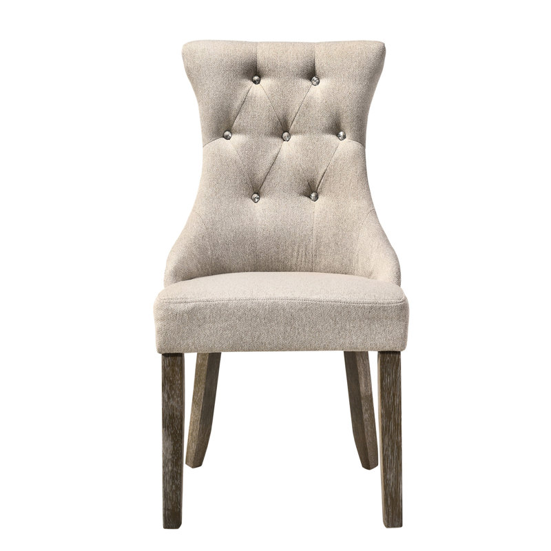 2 chaises arrière beiges - pieds gris récupérés, option de salle à manger élégante, 2 pièces de style élégant pour le dîner, revêtement doux et pieds de charme rustique