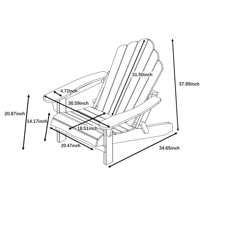 Henninger Foldable Outdoor Adirondack Chair, Espresso