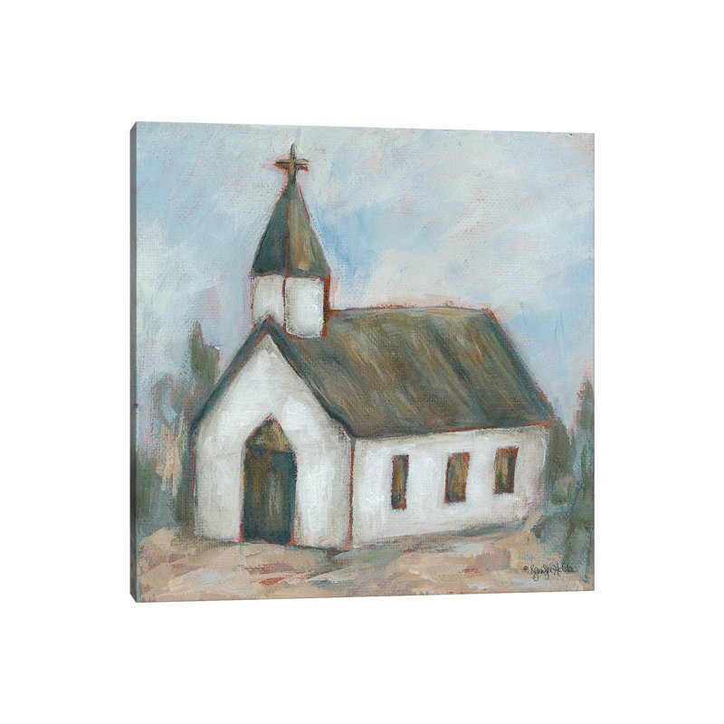 Chapel On The Hill by Jennifer Holden - Painting on Canvas, 45.72cm H x 45.72cm W x 3.81cm D, Wrapped Canvas