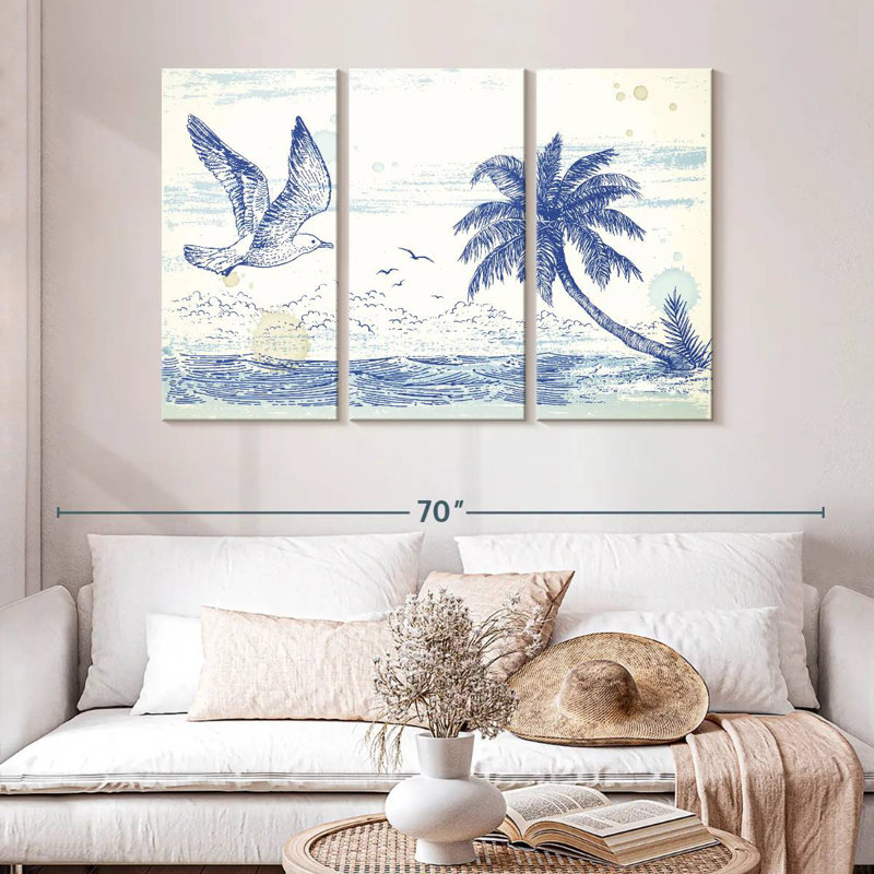 Brampt Summer Beach Drawing, 32" H x 50" W