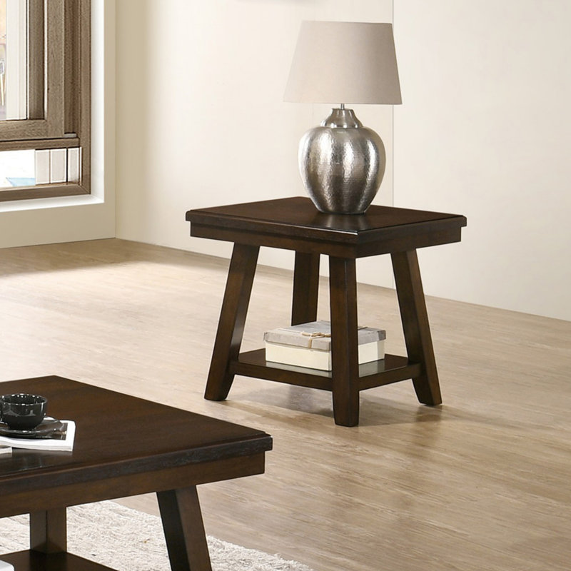 Table de bout rectangulaire en espresso foncé, table de bout traditionnelle, table de bout
