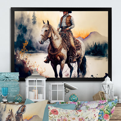 Western Cowboy Riding a Horse II - peinture sur toile