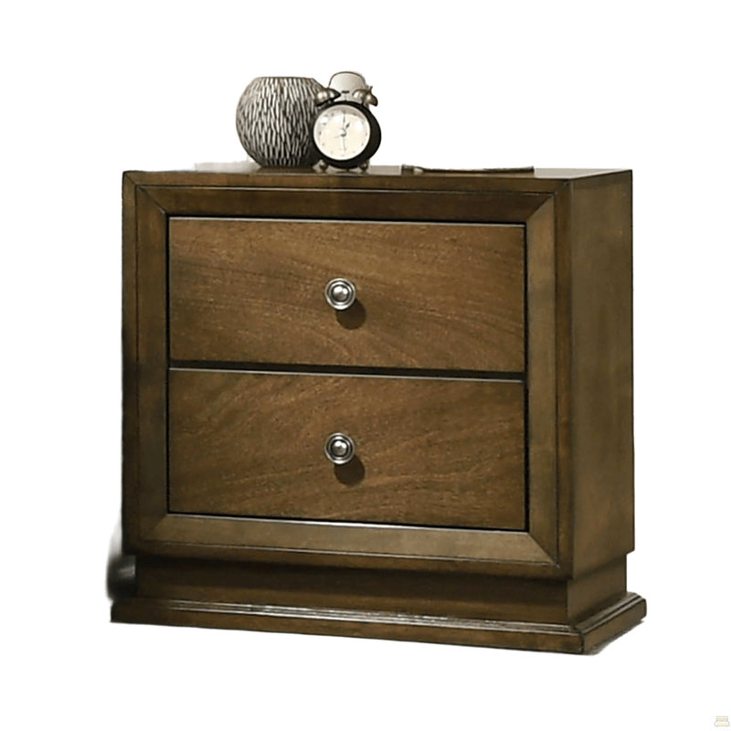 1Pc Nightstand Bedside Table 2-Drawers