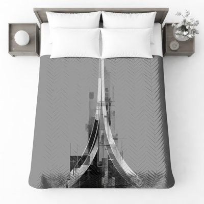 Abstract Architectural Structure Quilted Bedspread All Sizes