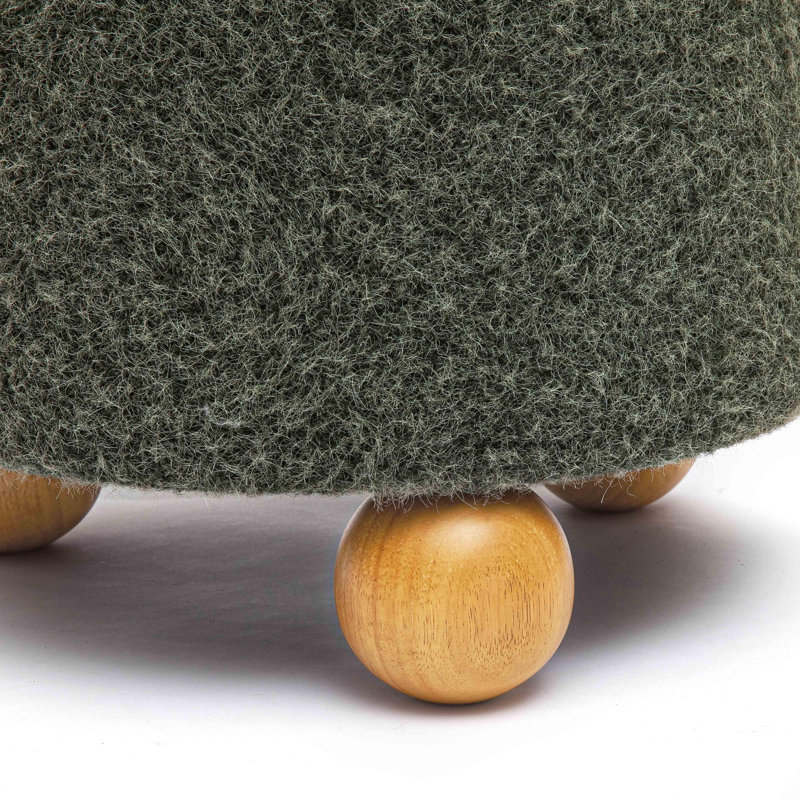 Tabouret Jaine Boucle, Polyester, Naturel, Vert