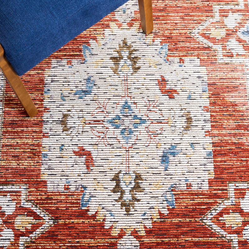 Sierra Ivory and Rust Hand-knotted Wool Area Rug