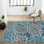 Tapis d'intérieur / extérieur bleu marine / turquoise à motif floral texturé Hagy-2112529279