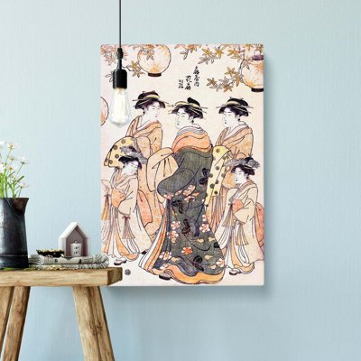 Women And Girls by Chobunsai Eishi - Wrapped Canvas
