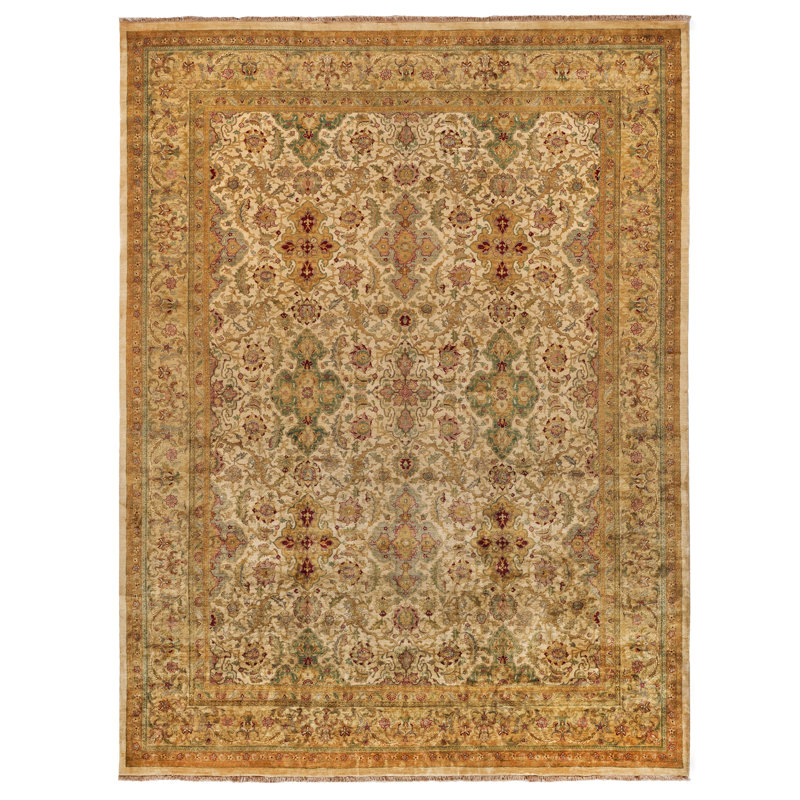 Hand-Knotted Red and Gold Medallion Wool Area Rug