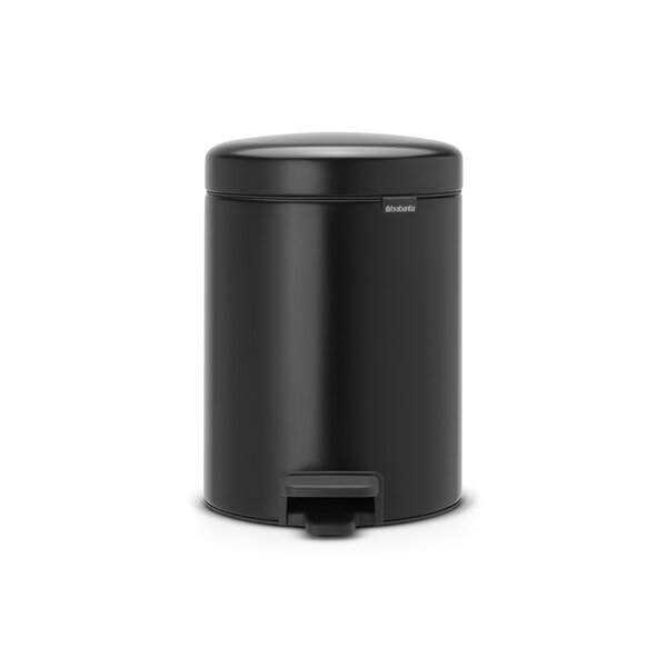 Brabantia newIcon 1 gal. Dual Compartment Matte Black Step-On Recycling Trash Can