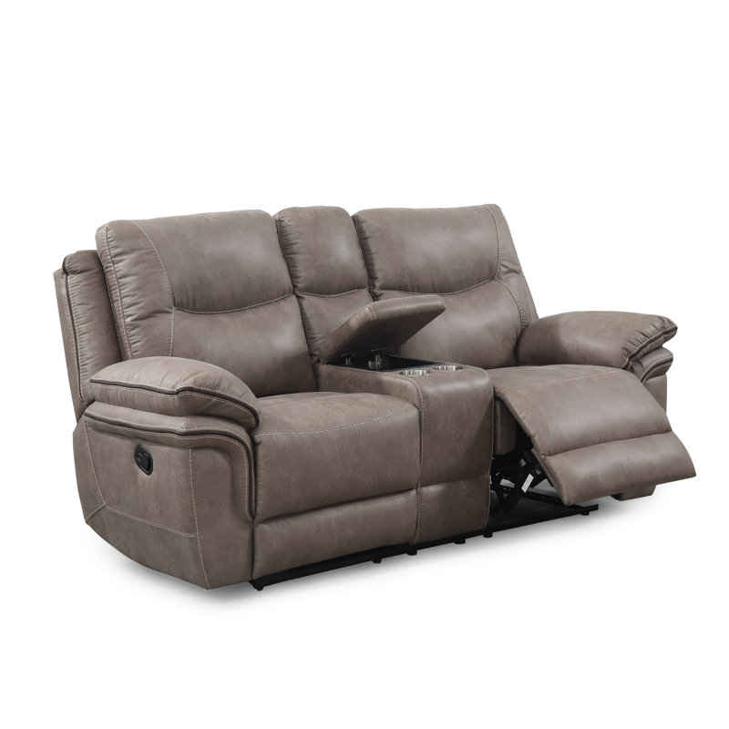 Causeuse inclinable en faux cuir Alejandrina, Similicuir sable